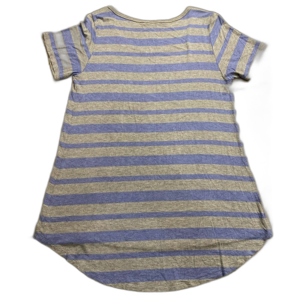 Lularoe Soft Gray and Blue Striped Tunic Scoop Neck